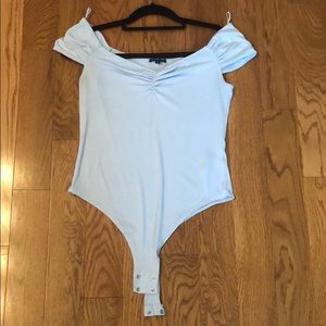 Blue off the shoulder bodysuit